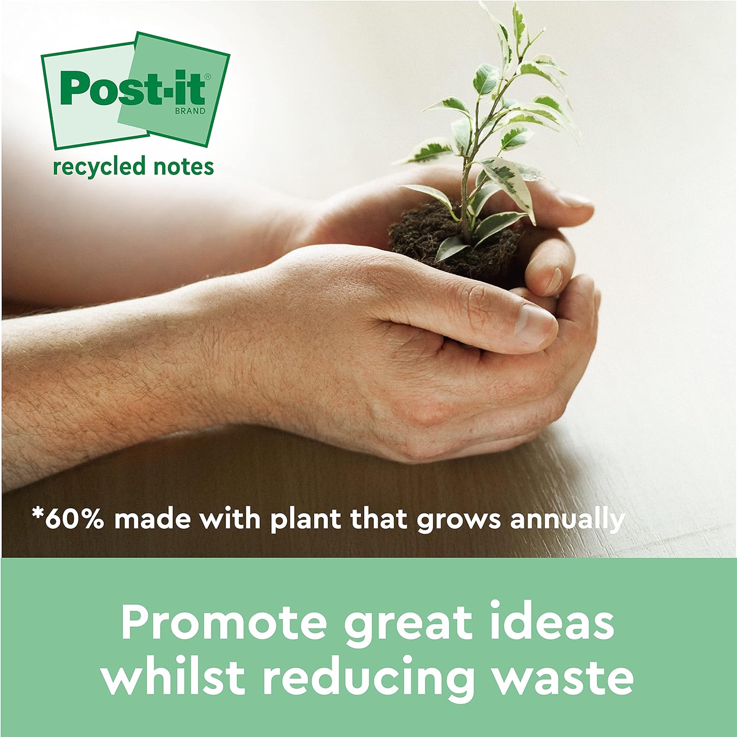 Post-it Super Sticky 100% Recycled Notes XXL, Assorted Colors, Lined - Pack of 4 Pads, 45 Sheets per Pad, 102 mm x 152 mm - Extra Sticky Notes Made from 100% Recycled Paper