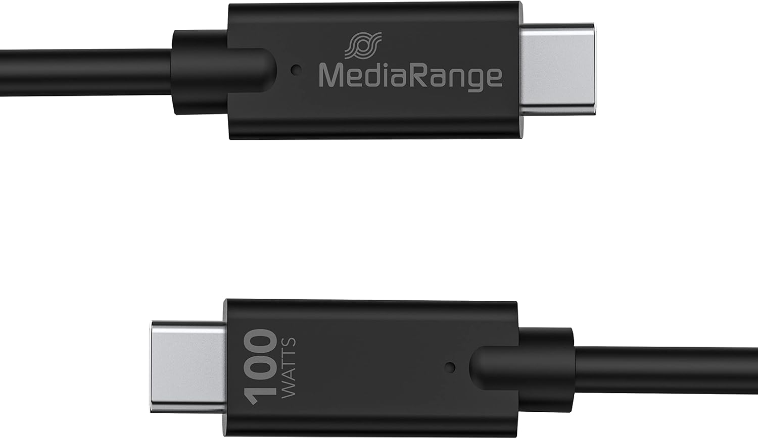 MediaRange USB Type-C® Charging and Data Cable with E-Marker Chip, USB 3.1, Supports USB-C Power Delivery 3.0, Quick Charge 3.0 and PPS, 100 W Max, 10 Gbit/s, 1.2 m, Black