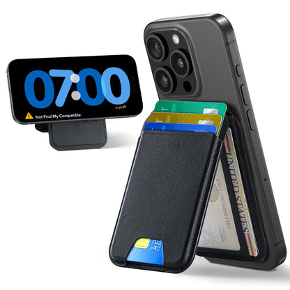 ESR Magnetic Wallet (HaloLock), Compatible with MagSafe Wallet, with Adjustable Stand, for iPhone 16/15/14/13/12 Series, Not for 13/12 mini, 3 Card Holder, Vegan Leather, Black