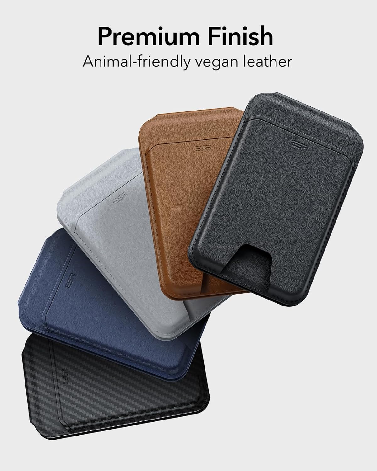 ESR Magnetic Wallet (HaloLock), Compatible with MagSafe Wallet, with Adjustable Stand, for iPhone 16/15/14/13/12 Series, Not for 13/12 mini, 3 Card Holder, Vegan Leather, Black