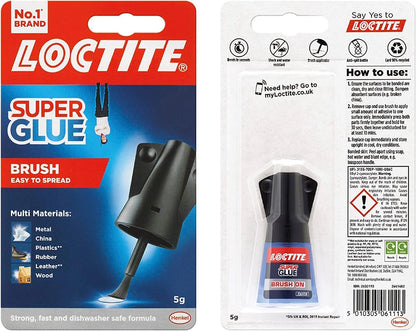 Loctite Super Glue Brush On, Superglue with Applicator Brush, Fast-Drying Clear Glue for Metal, Plastic and More, Easy-To-Use Strong Glue with Easy-Open Cap, 1 x 5 g