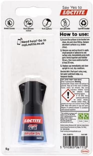 Loctite Super Glue Brush On, Superglue with Applicator Brush, Fast-Drying Clear Glue for Metal, Plastic and More, Easy-To-Use Strong Glue with Easy-Open Cap, 1 x 5 g