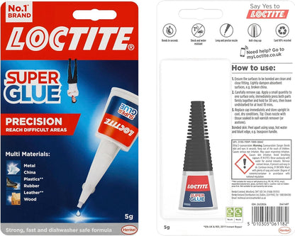 Loctite Precision Super Glue 5g – Clear, Strong Fast-Setting Liquid Adhesive for Instant and Accurate Repairs on Wood, Metal, Rubber