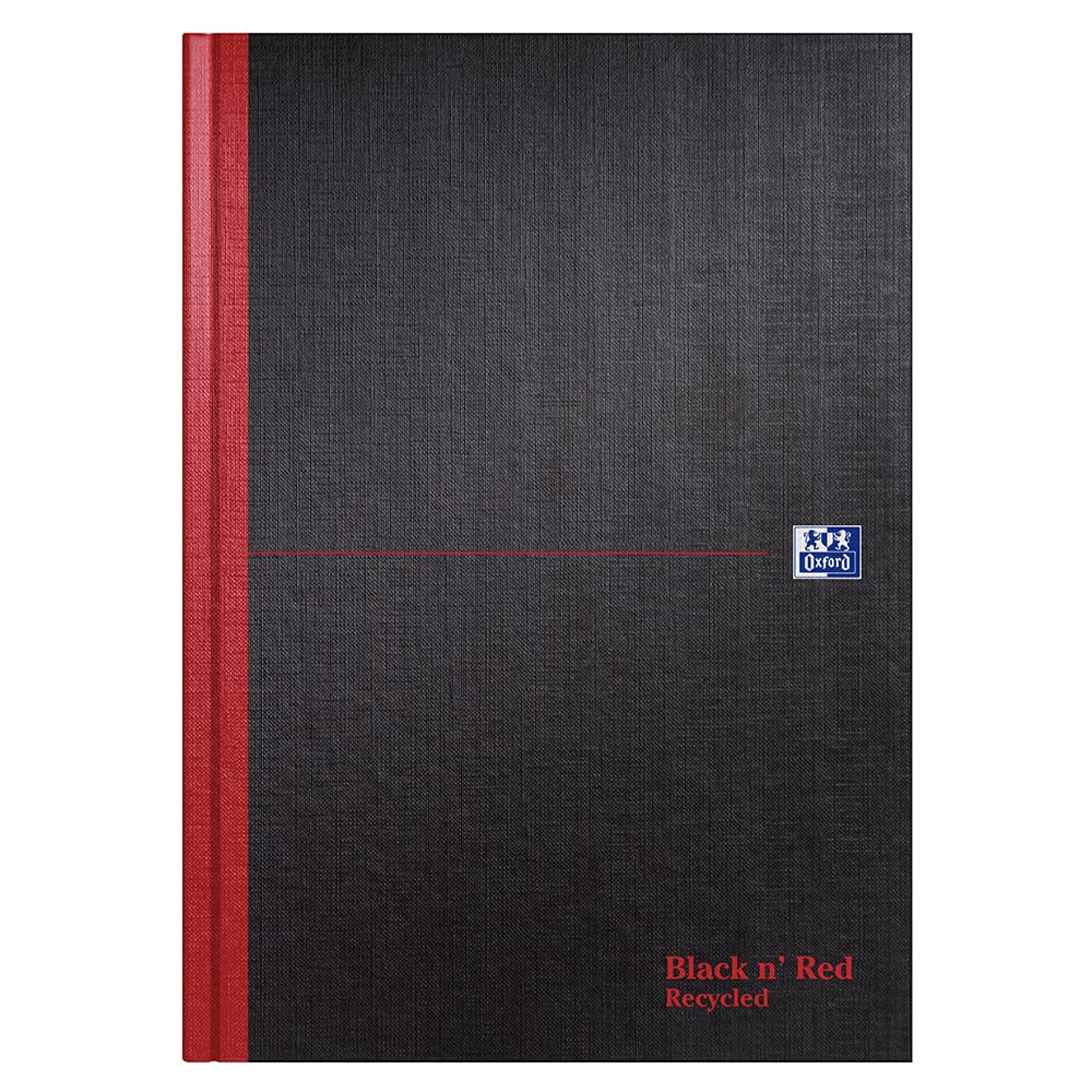 Oxford Black n' Red A4 Hardback Casebound Recycled Notebook, Ruled, 192 Page, 1 Notebook