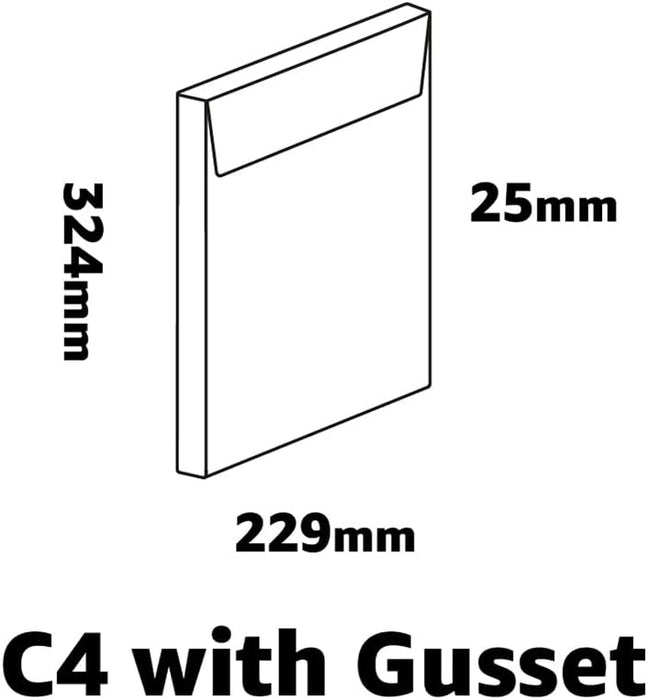 New Guardian Mini Pack Envelopes 25mm Gusset 130gsm C4 Manilla Ref F27666