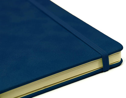 Silvine A5 Executive Hardback Notebook / Journal Blue. 160 Lined Pages of 90gsm Premium Ivory Paper, 197BL