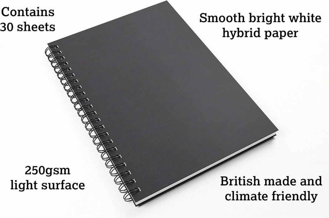 Artgecko Paint Marker Sketch Book A4 Portrait - 60 Pages (30 Sheets) 250gsm Smooth Bright White Hybrid Paper