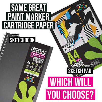 Artgecko Paint Marker Sketch Book A4 Portrait - 60 Pages (30 Sheets) 250gsm Smooth Bright White Hybrid Paper