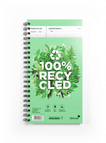 Silvine 280 x 150mm Recycled Things to Do Planner. Pre-Printed Template (120 Sheets