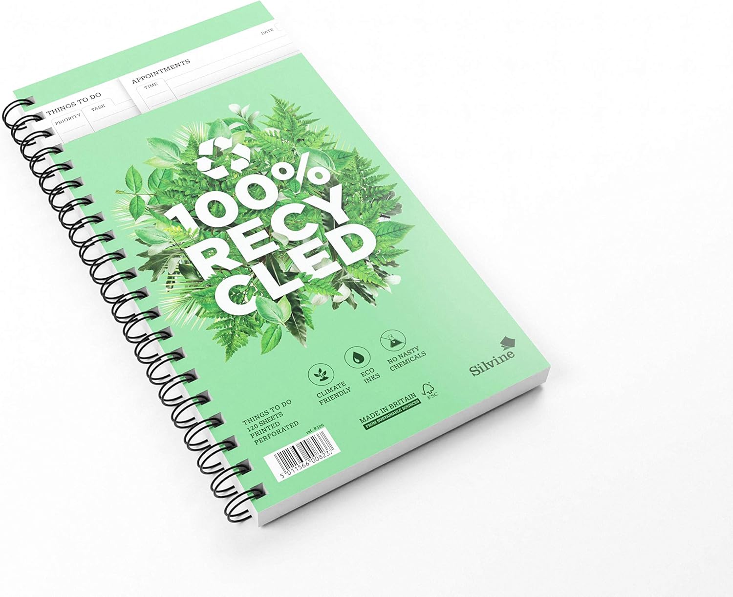 Silvine 280 x 150mm Recycled Things to Do Planner. Pre-Printed Template (120 Sheets