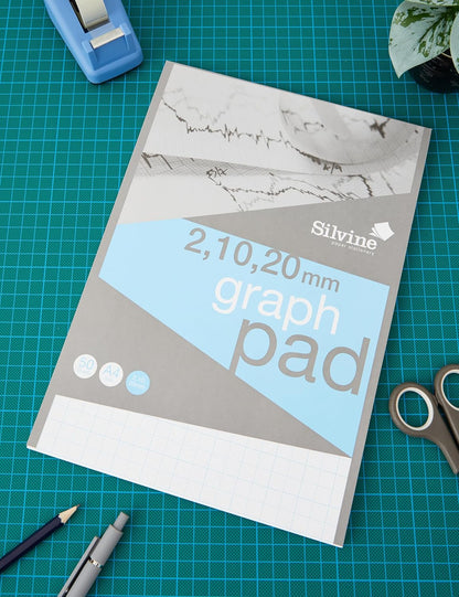Silvine A4 Professional Graph Pad. 50 Sheets of Quality 90gsm Paper, A4GP21020