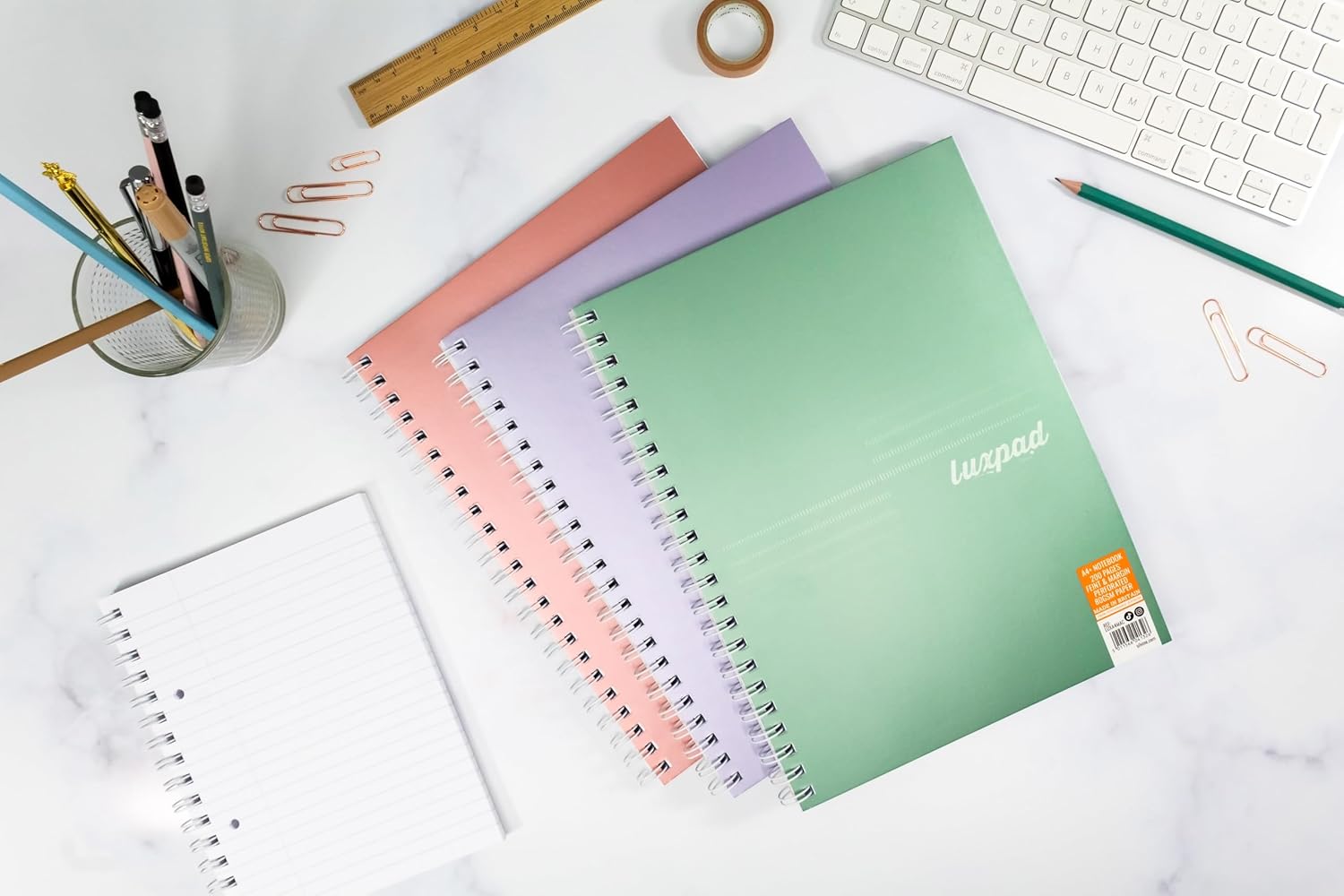 Silvine Luxpad Assorted Metallic A4 FSC Wirebound Notebook - Lined (200 Pages) Pack of 3