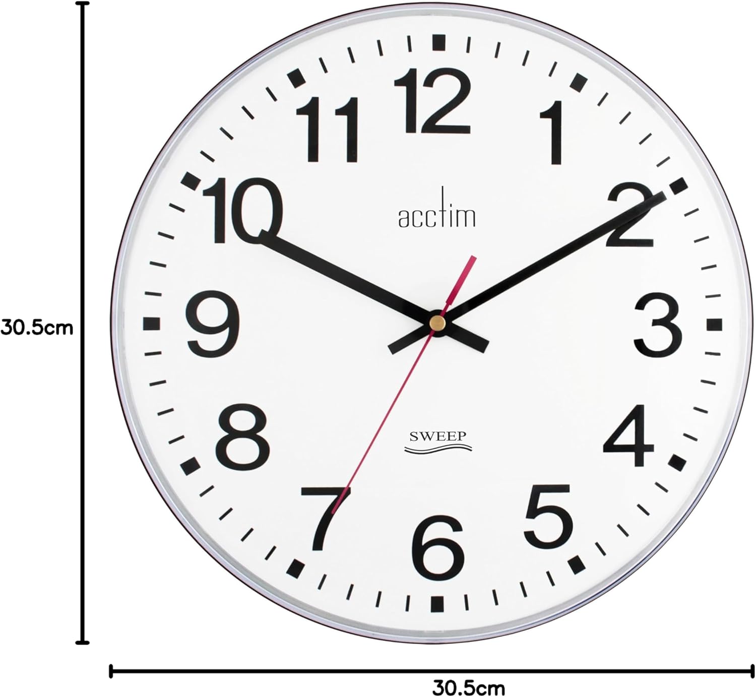 Acctim 22233 Clarkenwell Silent Non-Ticking Wall Clock, Black, 30.5cm