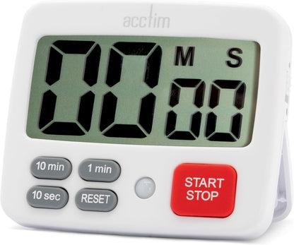 Acctim Easy Timer White Digital Countdown Timer Built in Stand Magnet and Hook
