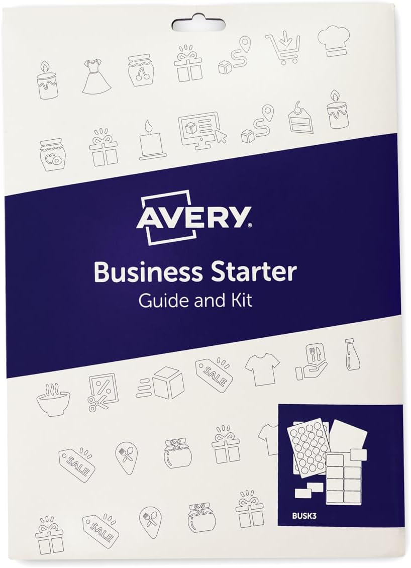 Avery, Kit y guía de inicio de negocios para velas y cosméticos. Crea tu propia marca, etiquetas, tarjetas de visita y notas de agradecimiento. Etiquetas redondas, etiquetas rectangulares, etiquetas