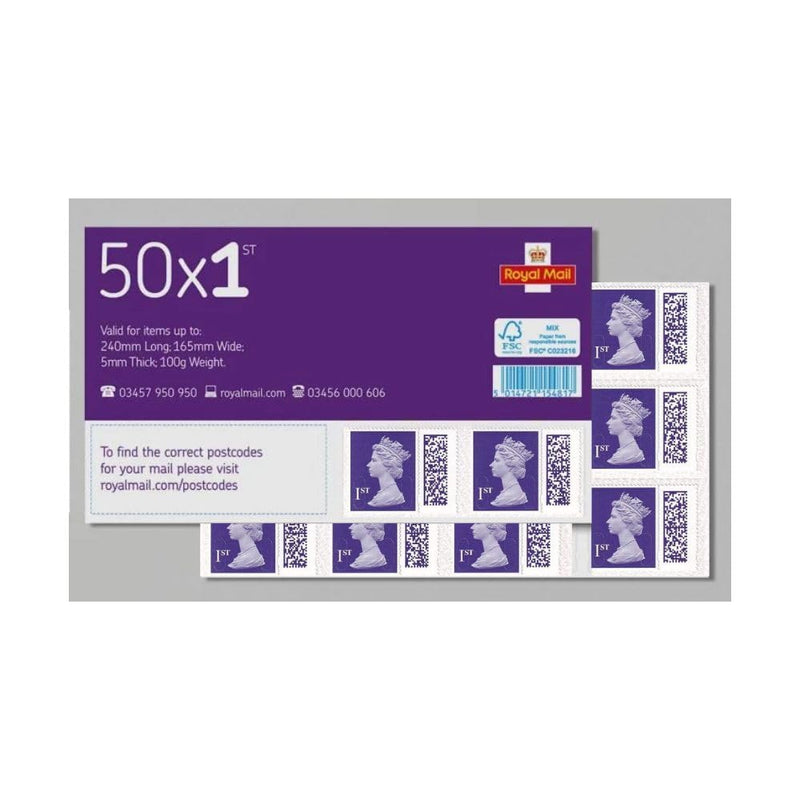 Royal Mail 50 x 1st Class BARCODED Standard Self Adhesive Postage Stamps