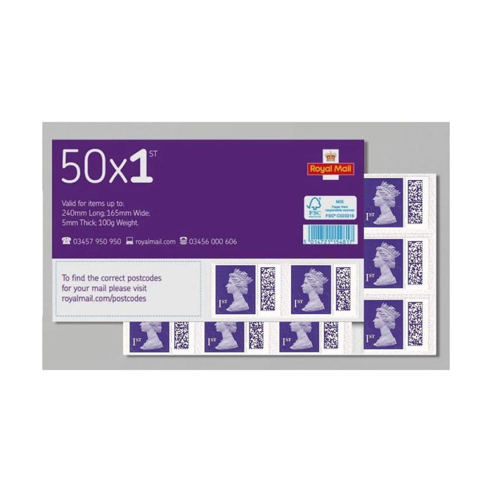 Royal Mail 50 x 1st Class BARCODED Standard Self Adhesive Postage Stamps