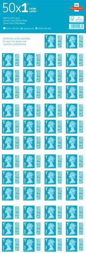 Royal Mail Ltd 50 x 1st Class Large Stamps