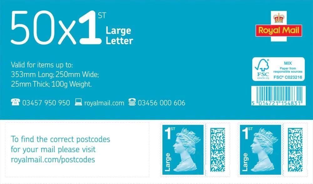 Royal Mail Ltd 50 x 1st Class Large Stamps