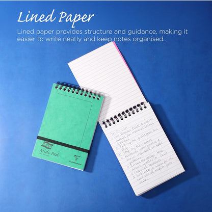 Clairefontaine 4935Z Pack of 10 Headed Spiral Pads with Europa Midi Pad - 10.2x15.2 cm - 200 Detachable Lined Pages - Random Colour Glossy Card Covers
