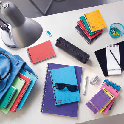 Clairefontaine 4935Z Pack of 10 Headed Spiral Pads with Europa Midi Pad - 10.2x15.2 cm - 200 Detachable Lined Pages - Random Colour Glossy Card Covers