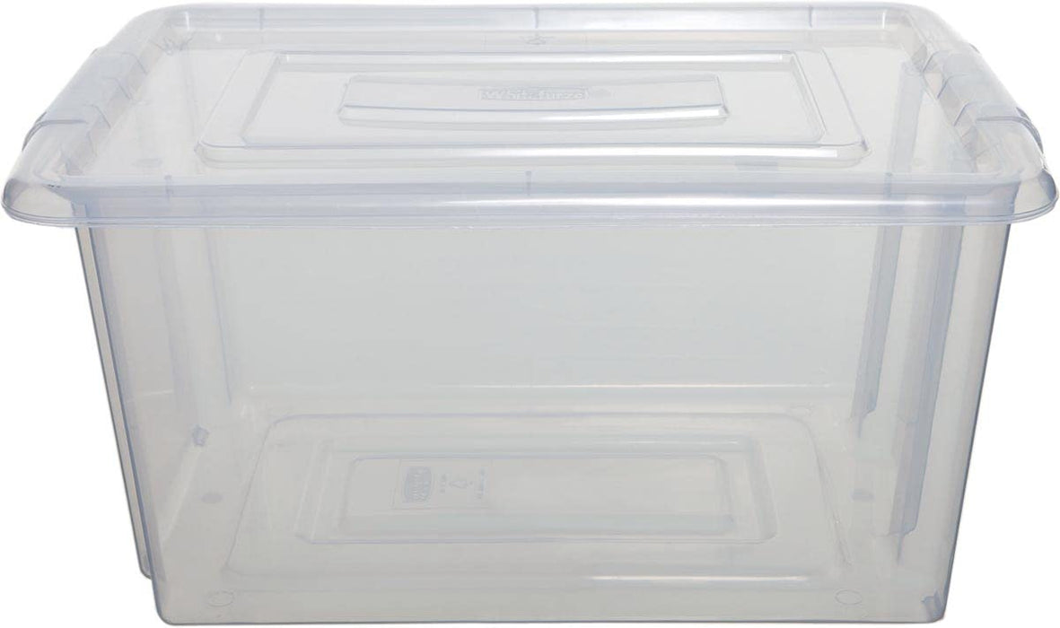 Whitefurze Stack & Store Small Storage Box 14 Litres Without Lid, Transparent