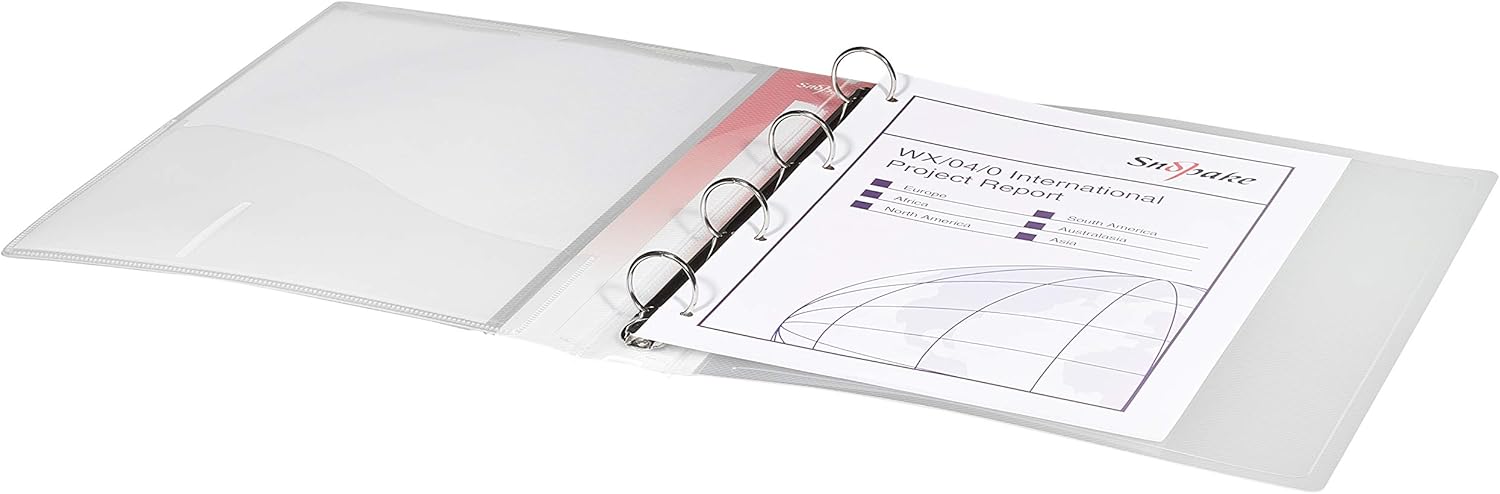 Snopake A4 4 O-Ring 25 mm Presentation RingBinder – Clear  Ref: 13368