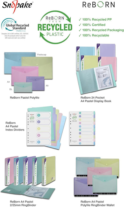 Snopake Reborn Polyfile A5 AST Pk5