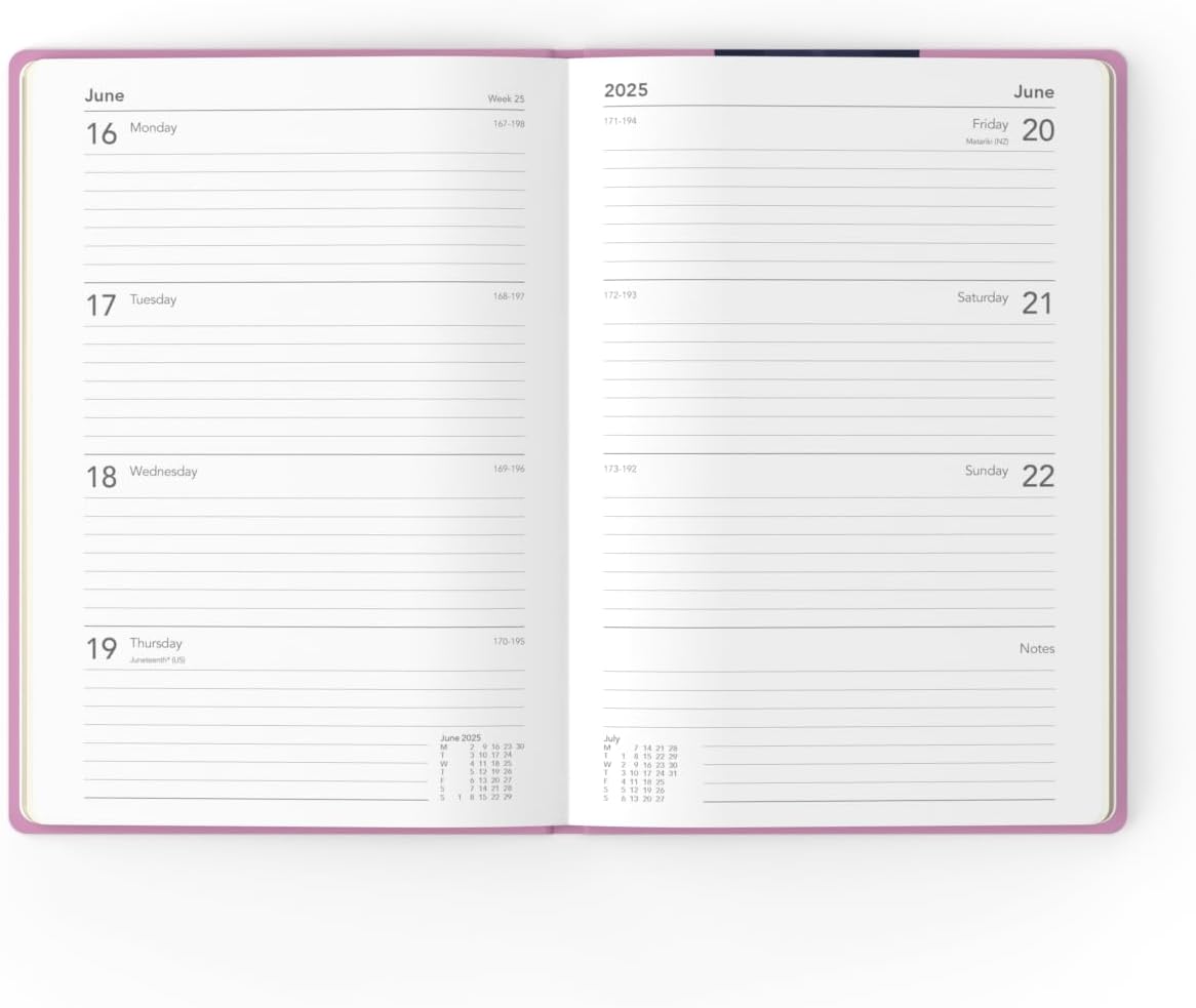 Collins Peace, Love & Understanding 2025 Planner - A5 Week to View Diary - Pink - (E-PLU153.FP-25) - Stylish Weekly Eco Diary with Recycled Paper