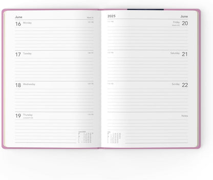 Collins Peace, Love & Understanding 2025 Planner - A5 Week to View Diary - Pink - (E-PLU153.FP-25) - Stylish Weekly Eco Diary with Recycled Paper