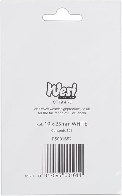 Blick Labels, White, Self Adhesive Stickers, Rectangular, 19mm x 25mm, 105 Labels, for Home, Office, Family, School, Letters, Address