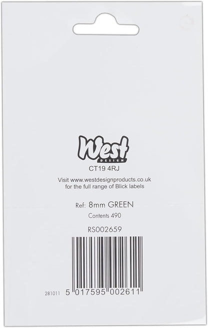 Blick Labels, Green, Self Adhesive Stickers, Coloured Dot, Circles, 8mm, 490 Labels, for Home, Office, Family, School, Holiday Calendar Organising, Planner, Rewards Chart, Colour Coding