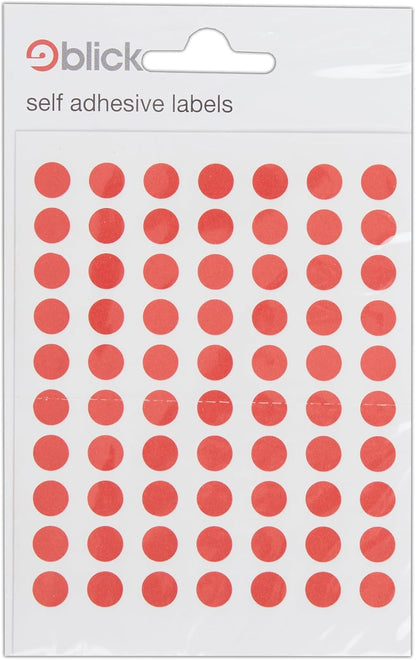 Blick Labels, Red, Self Adhesive Stickers, Coloured Dot, Circles, 8mm, 490 Labels, for Home, Office, Family, School, Holiday Calendar Organising, Planner, Rewards Chart, Colour Coding