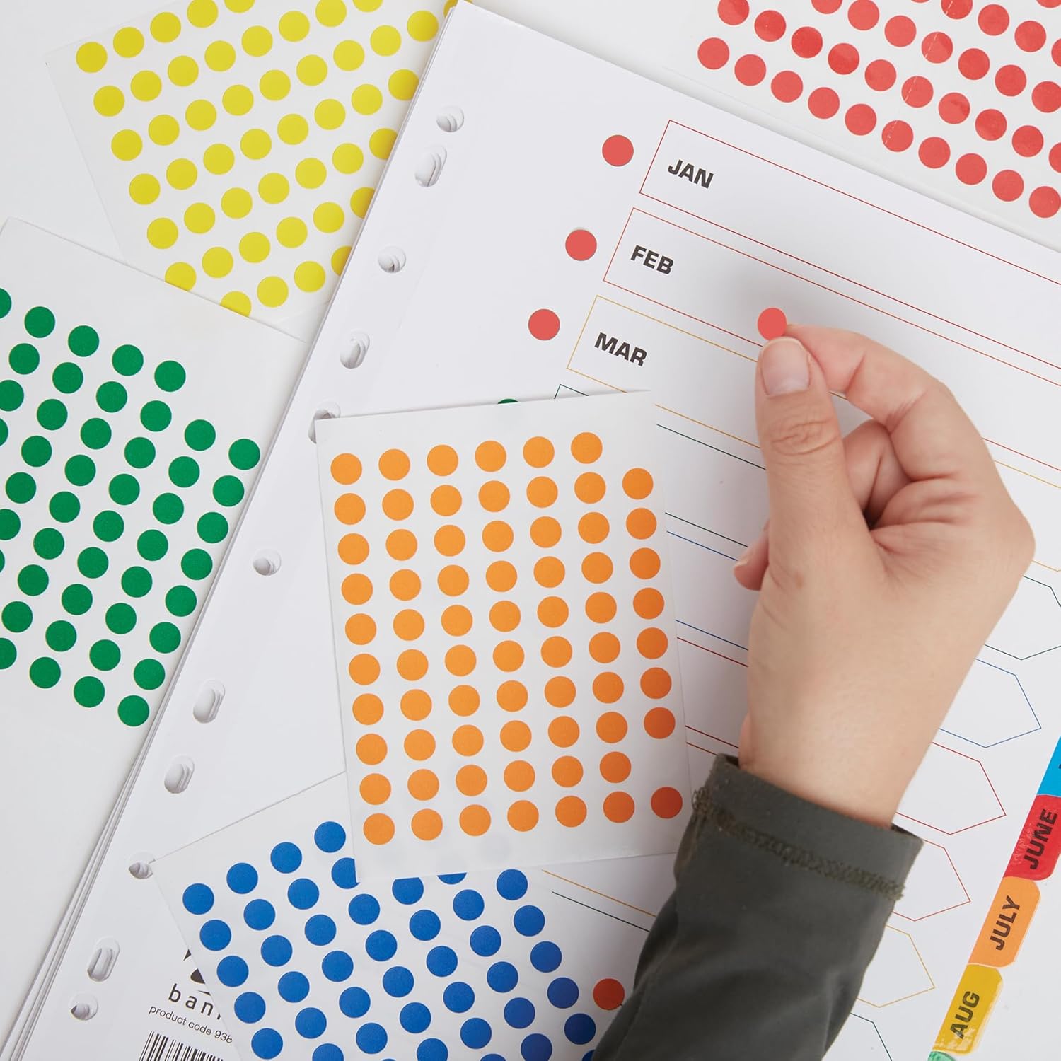 Blick Labels, Red, Self Adhesive Stickers, Coloured Dot, Circles, 8mm, 490 Labels, for Home, Office, Family, School, Holiday Calendar Organising, Planner, Rewards Chart, Colour Coding