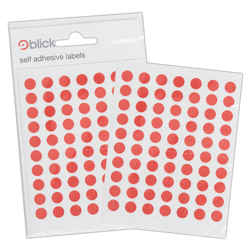 Blick Labels, Red, Self Adhesive Stickers, Coloured Dot, Circles, 8mm, 490 Labels, for Home, Office, Family, School, Holiday Calendar Organising, Planner, Rewards Chart, Colour Coding