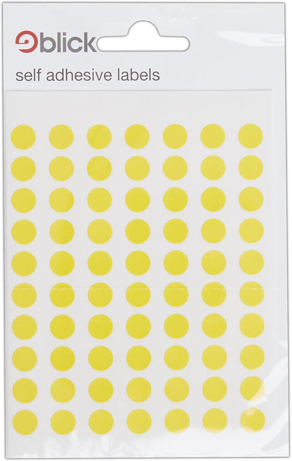 Blick Labels, Yellow, Self Adhesive Stickers, Coloured Dot, Circles, 8mm, 490 Labels, for Home, Office, Family, School, Holiday Calendar Organising, Planner, Rewards Chart, Colour Coding