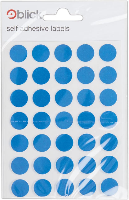 Blick Labels, Blue, Self Adhesive Stickers, Coloured Dot, Circles, 13mm, 140 Labels, for Home, Office, Family, School, Holiday Calendar Organising, Planner, Rewards Chart, Colour Coding