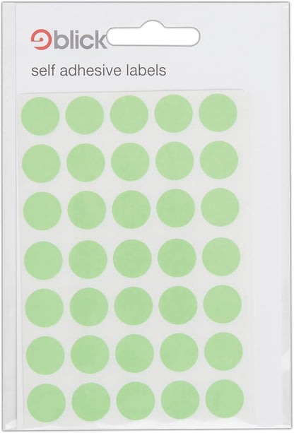 Blick Labels, Fluorescent Green, Self Adhesive Stickers, Coloured Dot, Circles, 13mm, 140 Labels, for Home, Office, Family, School, Holiday Calendar Organising, Planner, Rewards Chart, Colour Coding