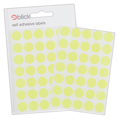 Blick Labels, Fluorescent Yellow, Self Adhesive Stickers, Coloured Dot, Circles, 13mm, 140 Labels, for Home, Office, Family, School, Holiday Calendar Organising, Planner, Rewards Chart, Colour Coding