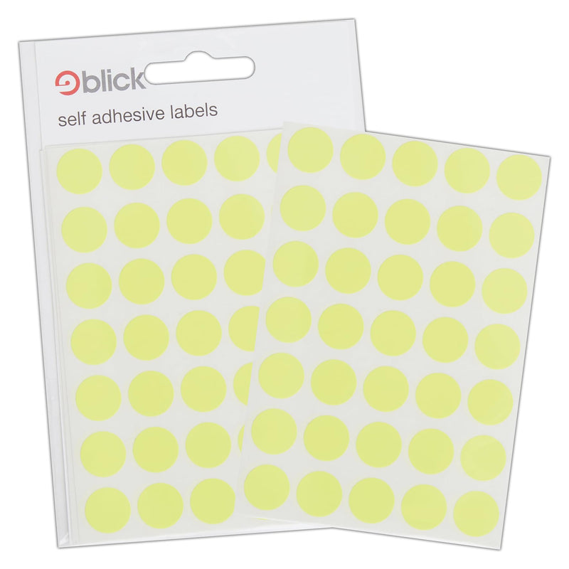 Blick Labels, Fluorescent Yellow, Self Adhesive Stickers, Coloured Dot, Circles, 13mm, 140 Labels, for Home, Office, Family, School, Holiday Calendar Organising, Planner, Rewards Chart, Colour Coding
