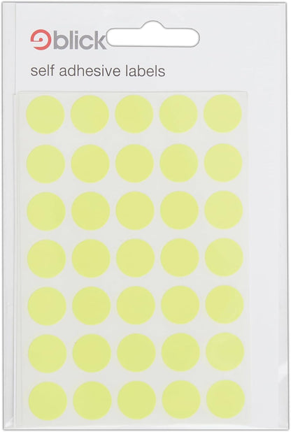 Blick Labels, Fluorescent Yellow, Self Adhesive Stickers, Coloured Dot, Circles, 13mm, 140 Labels, for Home, Office, Family, School, Holiday Calendar Organising, Planner, Rewards Chart, Colour Coding