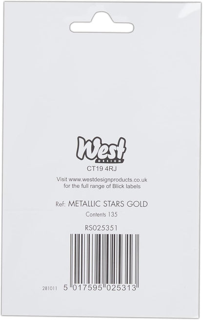 Blick Labels, Metallic Gold, Self Adhesive Stickers, Stars, 14mm, 135 Labels, for Home, Office, Family, School, Holiday Calendar Organising, Planner, Rewards Chart, Colour Coding