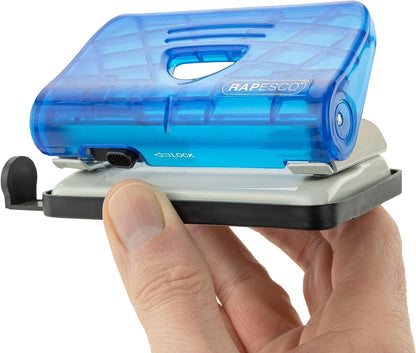 Rapesco 1719 Bug Stapler and 810-P 2-Hole Punch Set with 1000 26/6mm Staples, Transparent Blue