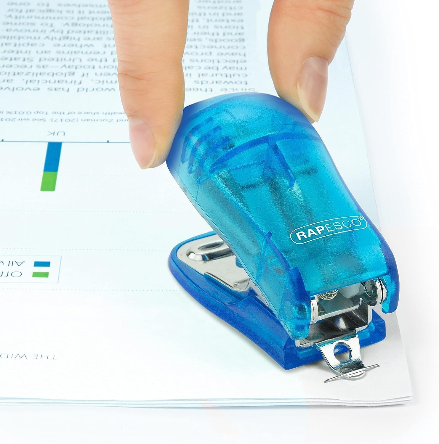 Rapesco 1719 Bug Stapler and 810-P 2-Hole Punch Set with 1000 26/6mm Staples, Transparent Blue