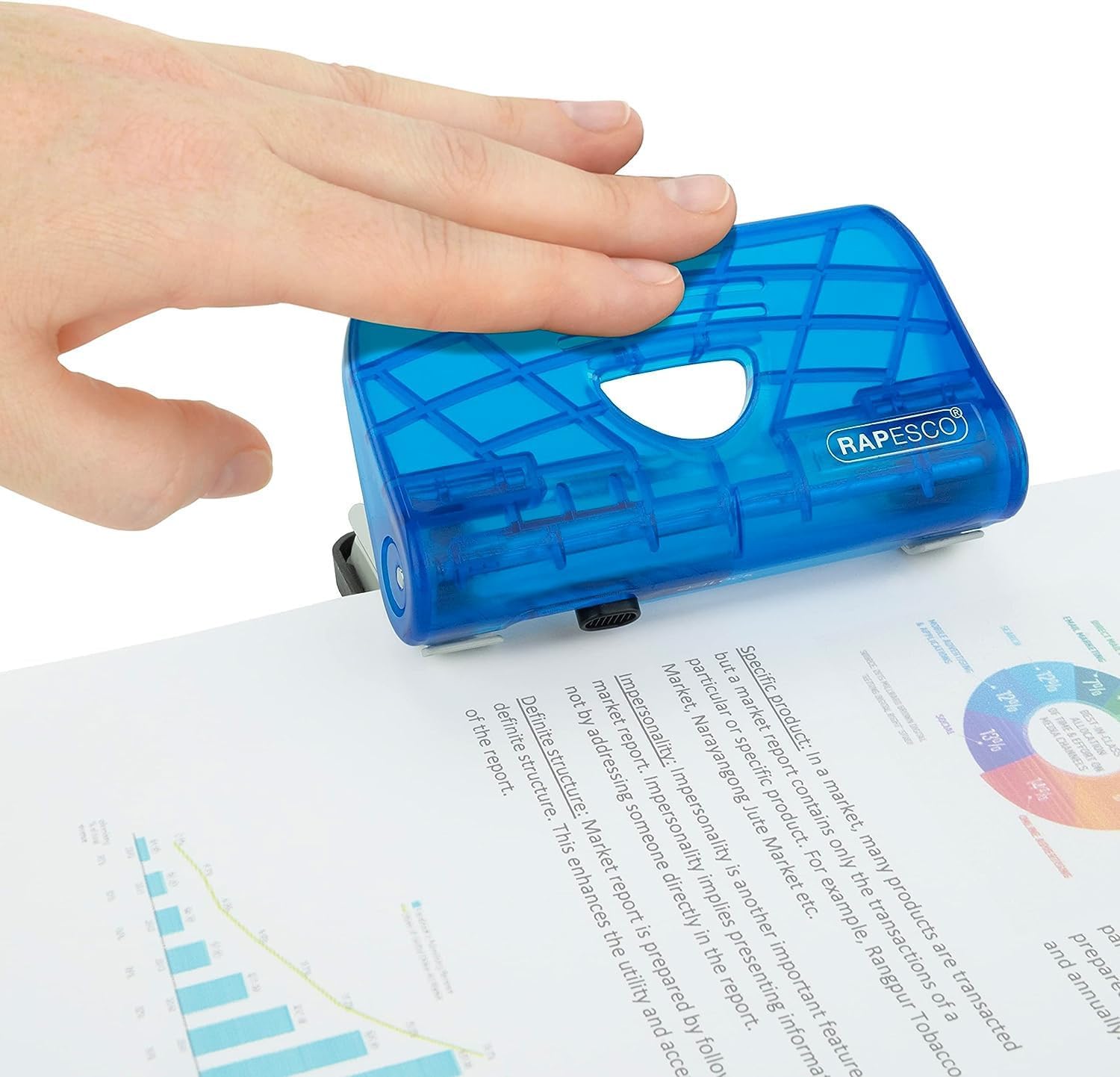 Rapesco 1719 Bug Stapler and 810-P 2-Hole Punch Set with 1000 26/6mm Staples, Transparent Blue