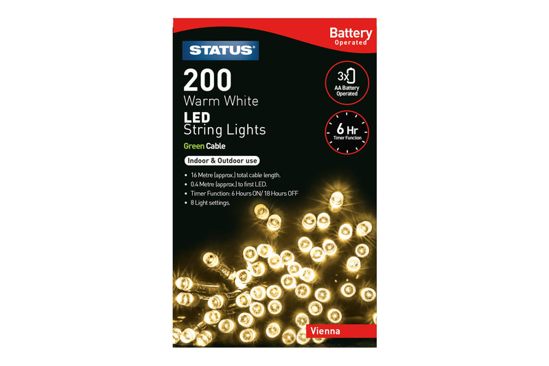 Vienna 200 Led Lights Battery 16.3M