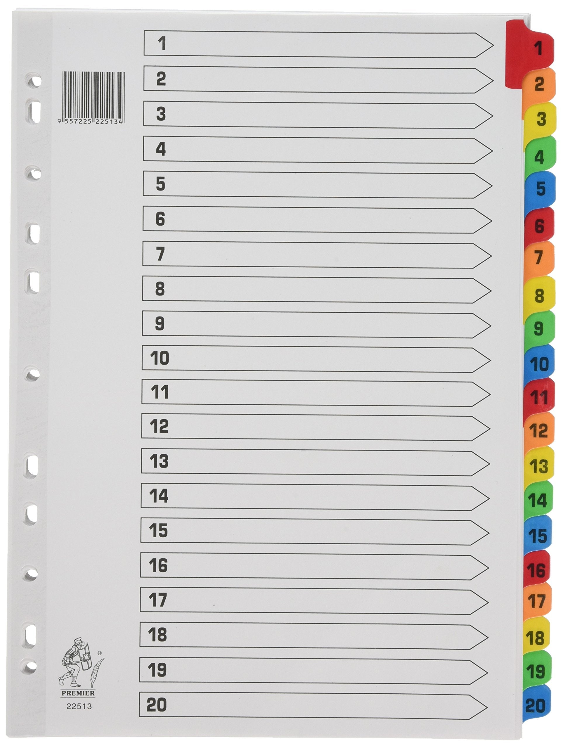 Rexel Mylar A4 1-20 Index White Colour Tab