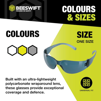 Ancona Wraparound Saf Glasses Grey