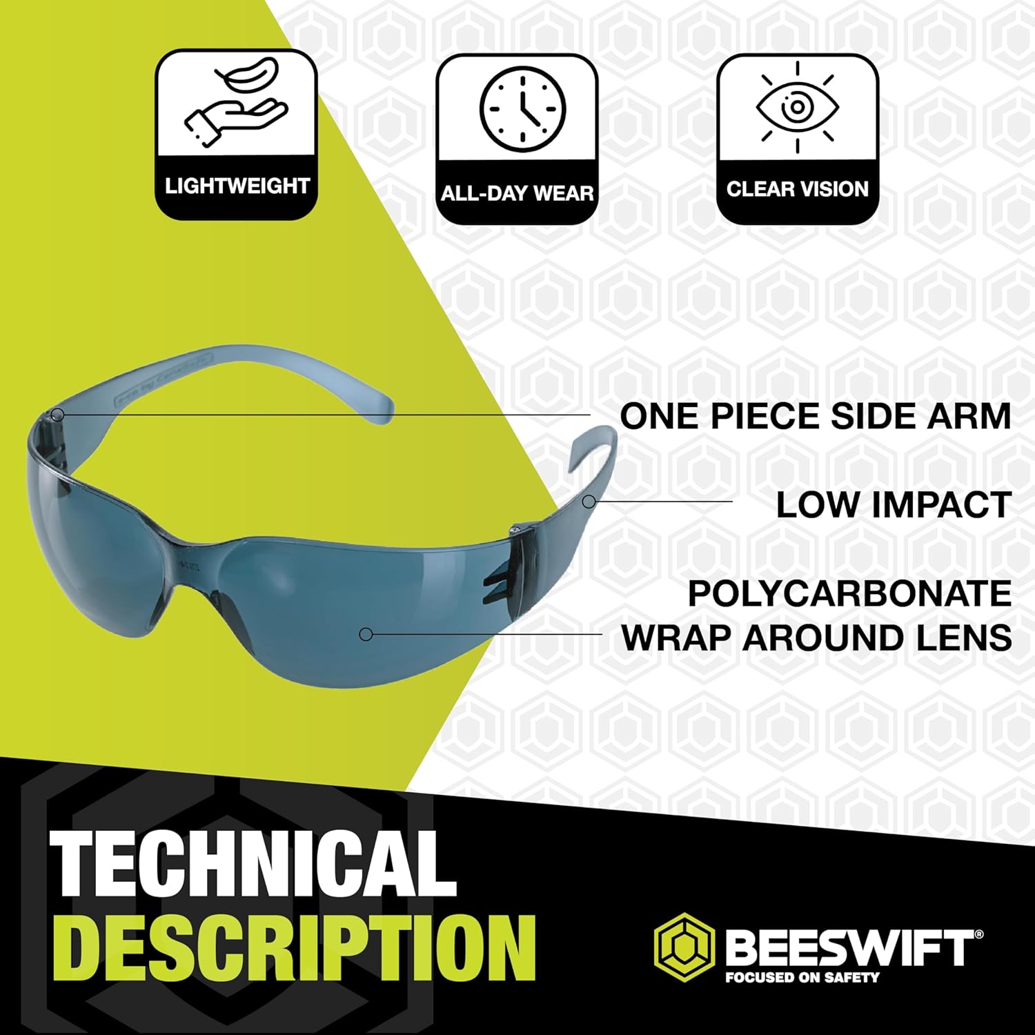 Ancona Wraparound Saf Glasses Grey
