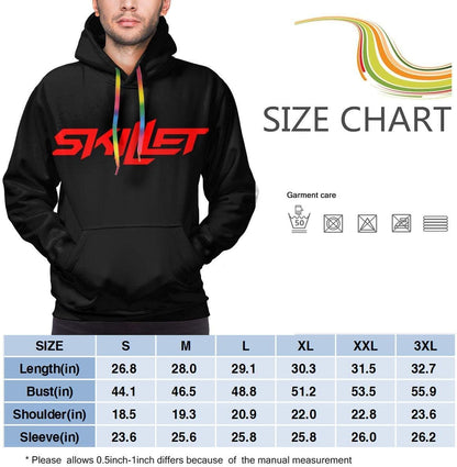 Hooded Sweatshirt Skillet Logo Man 3D Print Pullover Hooded Sweatshirt Hoodies Big Pockets Black